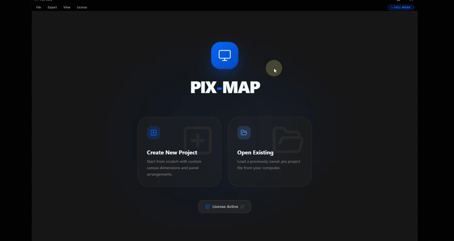 Step 1, Starting a new PIXMAP project